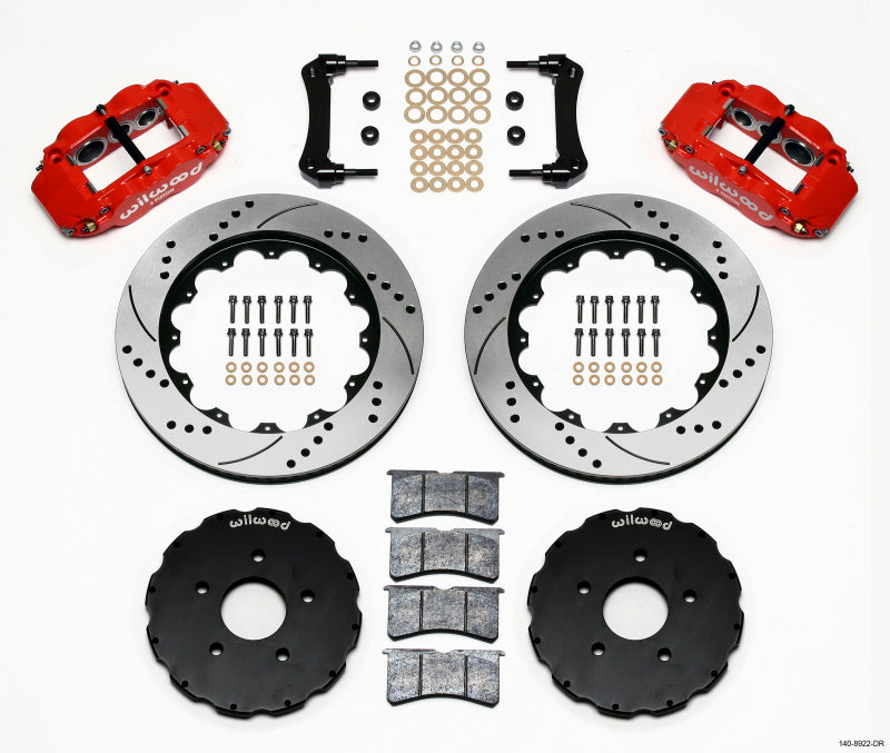 Wilwood Narrow Superlite 6R Front Hat Kit 14.00in Drill Red 2005-up Corvette C6 - Graveyard Performance