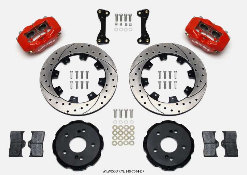 Wilwood Forged Dynalite Front Hat Kit 12.19in Drilled Red 02-06 Acura RSX-5 Lug - Graveyard Performance