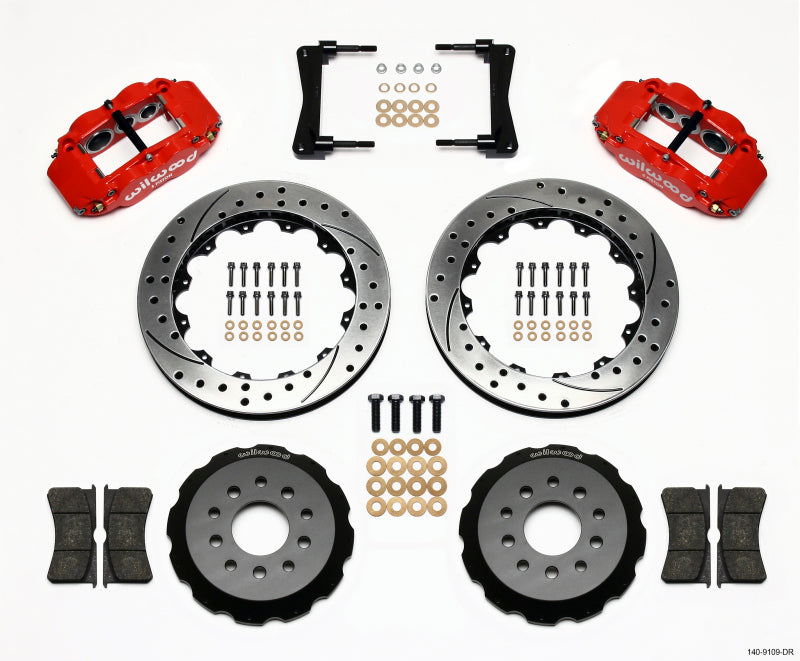 Wilwood Narrow Superlite 6R Front Hat Kit 13.06in Drill Red 2005-2014 Mustang - Graveyard Performance