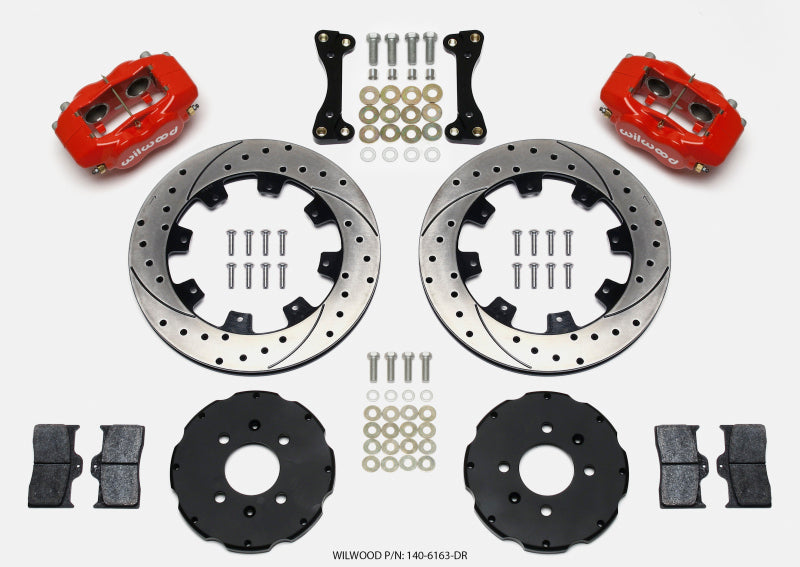 Wilwood Forged Dynalite Front Hat Kit 12.19in Drilled Red 94-01 Honda/Acura w/262mm Disc - Graveyard Performance