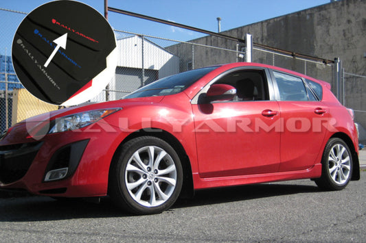 Rally Armor 10-13 Mazda3/Speed3 (Hatch/Sedan) Black UR Mud Flap w/Red Logo - Graveyard Performance
