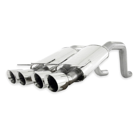 Stainless Works 2006-13 Corvette C6ZO6/ZR1 3in Axleback Chambered Mufflers Quad 4in Rolled Edge Tips - Graveyard Performance