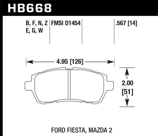 Hawk 2011-2014 Ford Fiesta S Sedan HPS 5.0 Front Brake Pads - Graveyard Performance