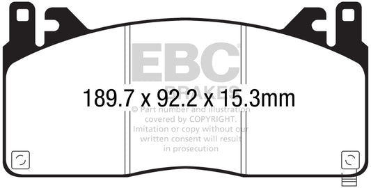 EBC 2015+ Ford Mustang (6th Gen) 5.2L (GT350) Shelby Redstuff Front Brake Pads