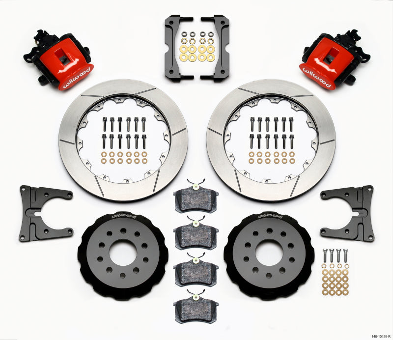 Wilwood Combination Parking Brake Rear Kit 12.88in Red 2005-2014 Mustang - Graveyard Performance