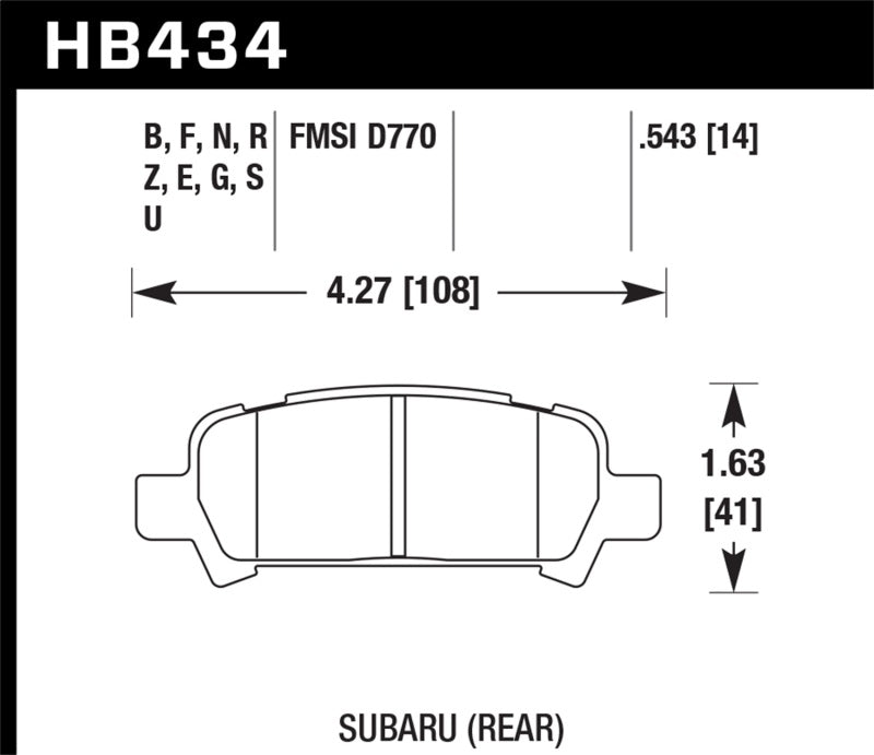 Hawk 02-03 WRX / 05-08 LGT D770 HPS Street Rear Brake Pads - Graveyard Performance