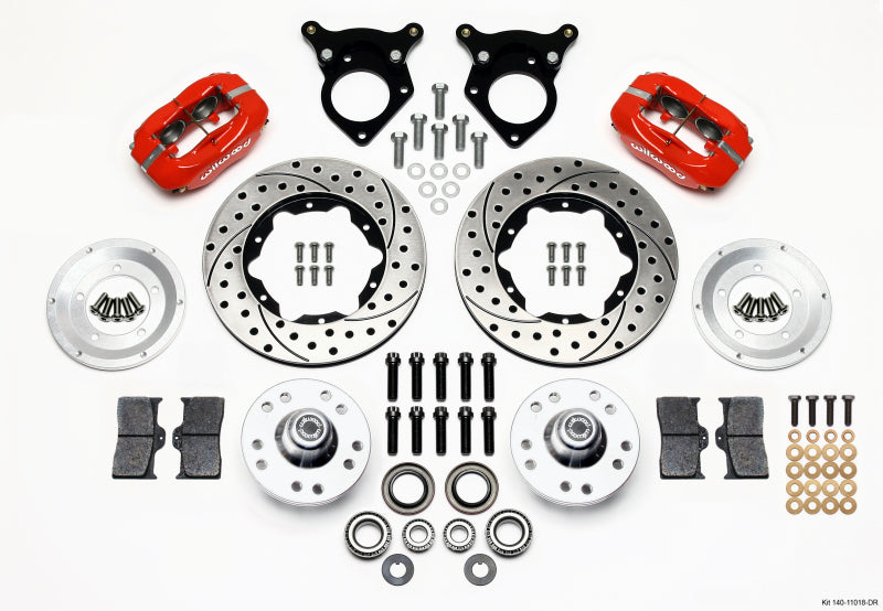 Wilwood Forged Dynalite Front Kit 11.00in Drilled Red 87-93 Mustang 5 Lug - Graveyard Performance