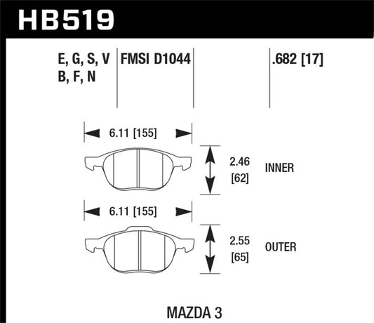 Hawk HP+ 08-09 Mazda 3 / Ford/ Volvo HP+ Street Front Brake Pads - Graveyard Performance