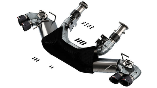 Borla 2020 Chevrolet Corvette C8 6.2L S-Type Exhaust System Dual Round Angle Cut Carbon Fiber Tips - Graveyard Performance