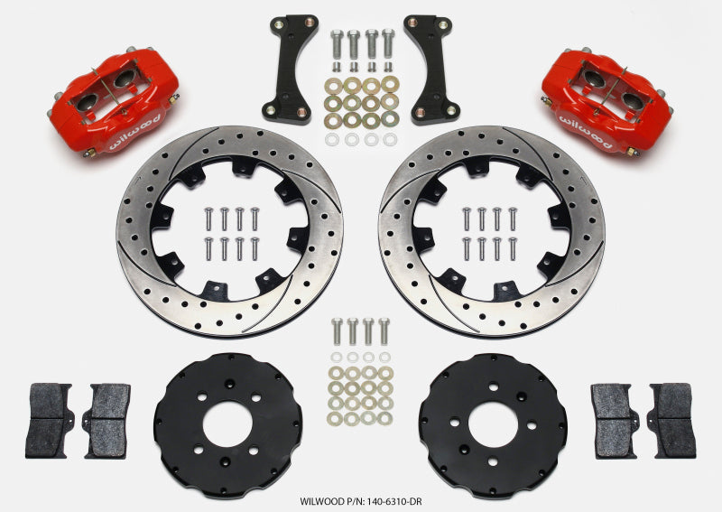 Wilwood Forged Dynalite Front Hat Kit 12.19in Drilled Red 90-99 Civic w/240 mm Disc - Graveyard Performance