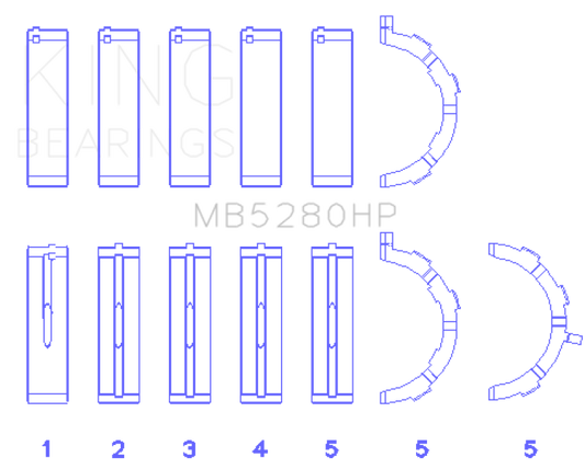 King Engine Bearings Ford Prod. V8 4.6L/5.4L Performance Main Bearing Set - Size +0.026mm