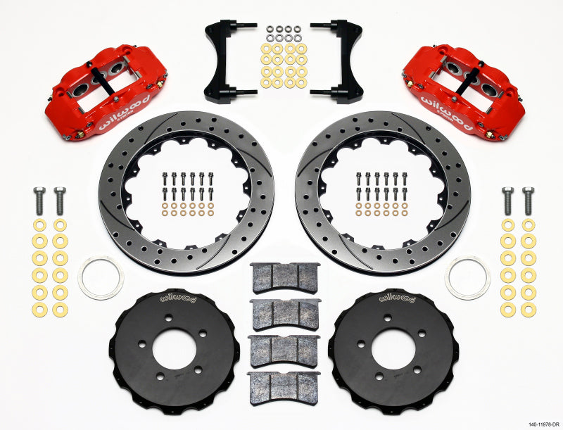 Wilwood Narrow Superlite 6R Front Hat Kit 12.88in Drill Red 2006-Up Civic / CRZ - Graveyard Performance