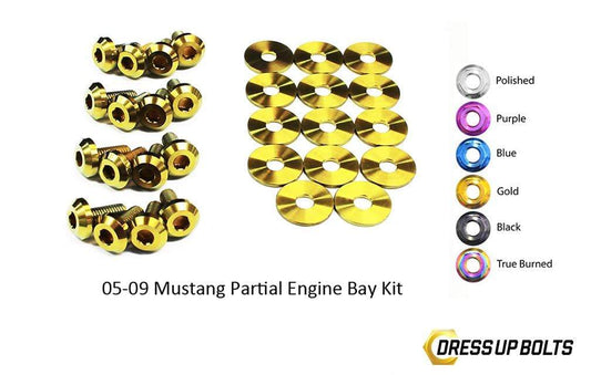 Ford Mustang (2005-2009) Titanium Dress Up Bolts Partial Engine Bay Kit - DressUpBolts.com