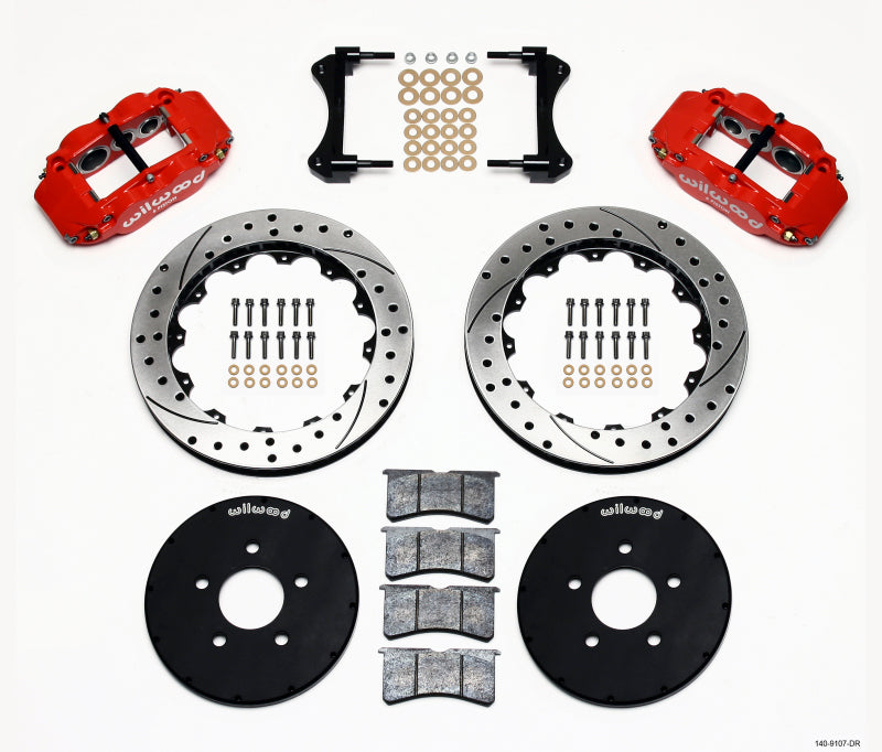 Wilwood Narrow Superlite 6R Front Hat Kit 12.88in Drill Red 1994-2004 Mustang - Graveyard Performance