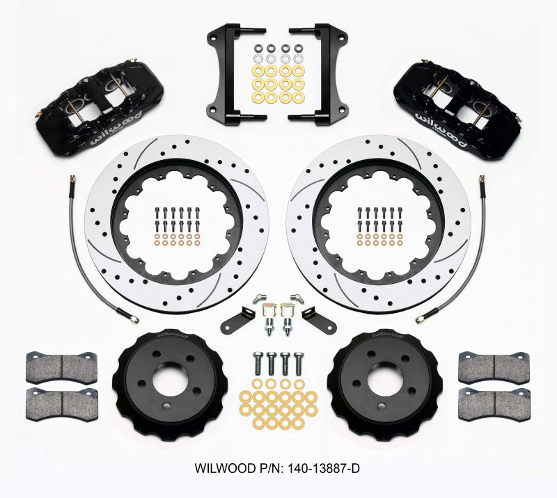 Wilwood AERO6 Front Hat Kit 15.00 Drilled 15-23 Mustang w/Lines - Graveyard Performance
