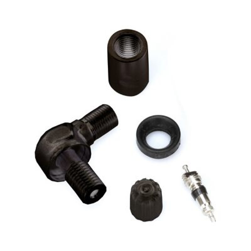 Schrader TPMS Service Pack - 90 Degree Black Valve Stem Assembly Components for 33900 - 4 Pack - Graveyard Performance