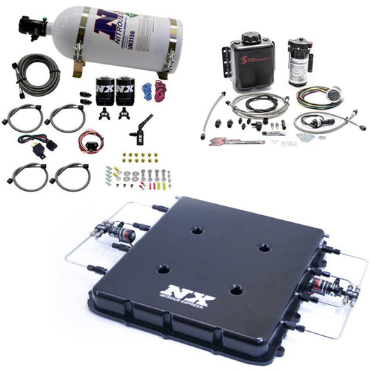 Nitrous Express Nitrous & Water Injection Kit w/Billet LT4 Supercharger Lid w/10lb Bottle - Graveyard Performance