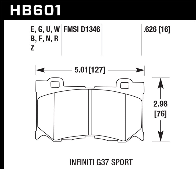 Hawk 10-11 Infiniti FX50 / 09-10 G37 / 09-10 Nissan 370Z DTC-60 Race Front Brake Pads - Graveyard Performance