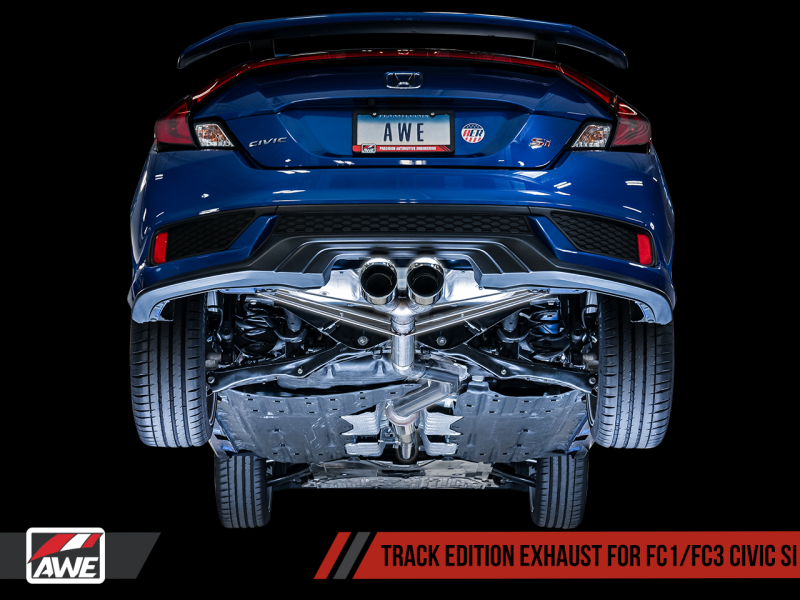 AWE Tuning 2016+ Honda Civic Si Track Edition Exhaust w/Front Pipe & Dual Chrome Silver Tips - Graveyard Performance