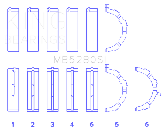 King Engine Bearings Ford 281CI/330CI 4.6L/5.4L V8 (Size +0.25) Main Bearing Set