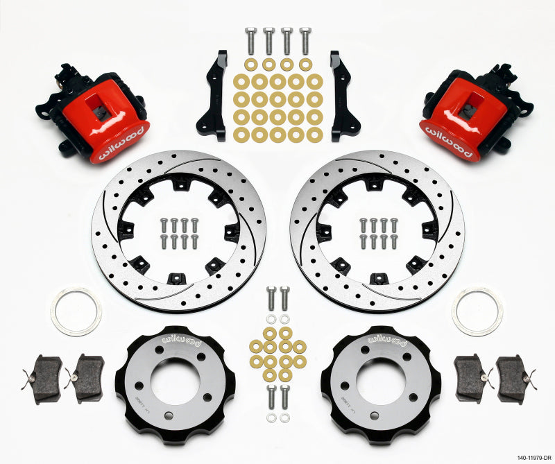 Wilwood Combination Parking Brake Rear Kit 12.19in Drilled Red 2006-Up Civic / CRZ - Graveyard Performance