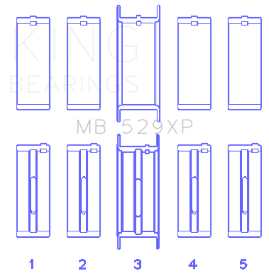 King Engine Bearings Performance Ford 302 (Size STD) Main Race Bearing Set