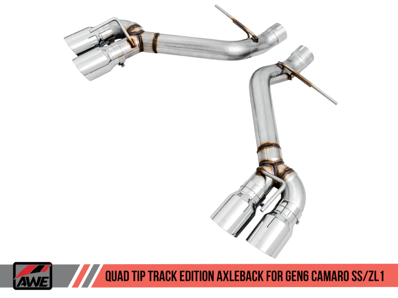 AWE Tuning 16-19 Chevrolet Camaro SS Axle-back Exhaust - Track Edition (Quad Chrome Silver Tips) - Graveyard Performance