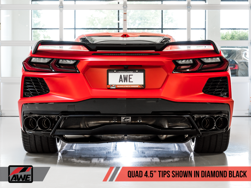 AWE Tuning 2020 Chevrolet Corvette (C8) Touring Edition Exhaust - Quad Diamond Black Tips - Graveyard Performance