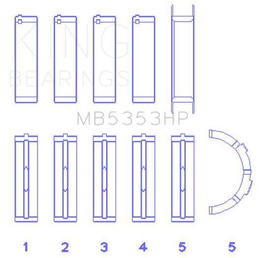 King Engine Bearings Ford 281 4.6L SOHC 16V Performance Main Bearing Set - Oversize .026