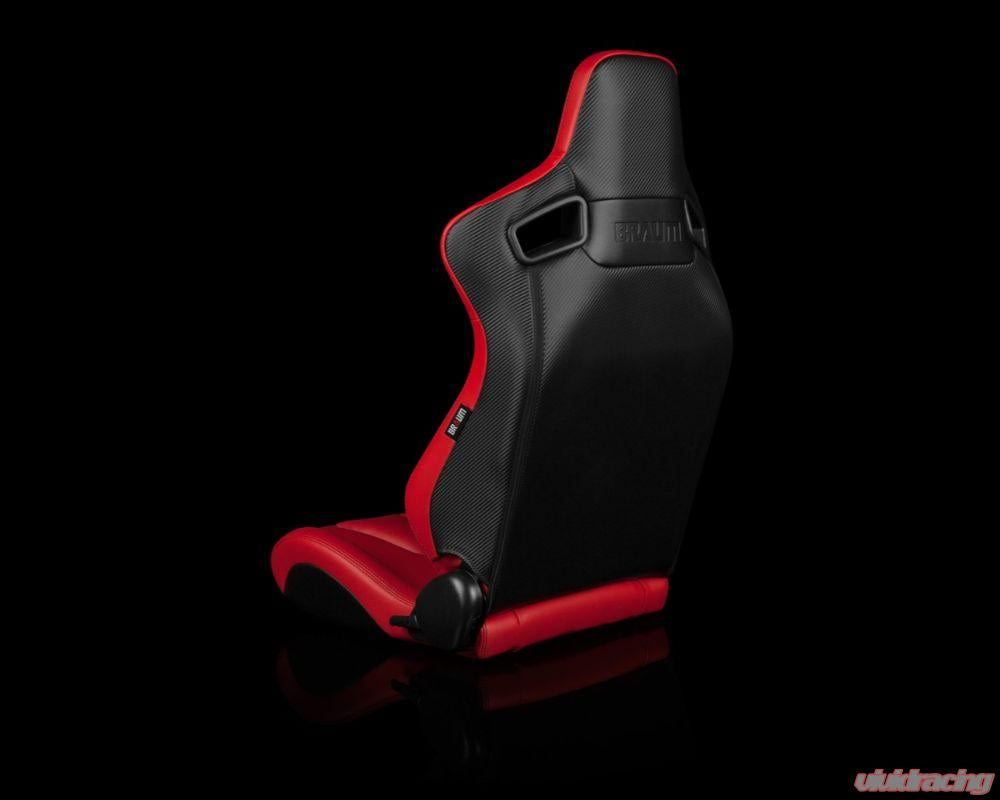 Braum Racing Elite Series Sport Seats - Red Leatherette (Black Stitching)