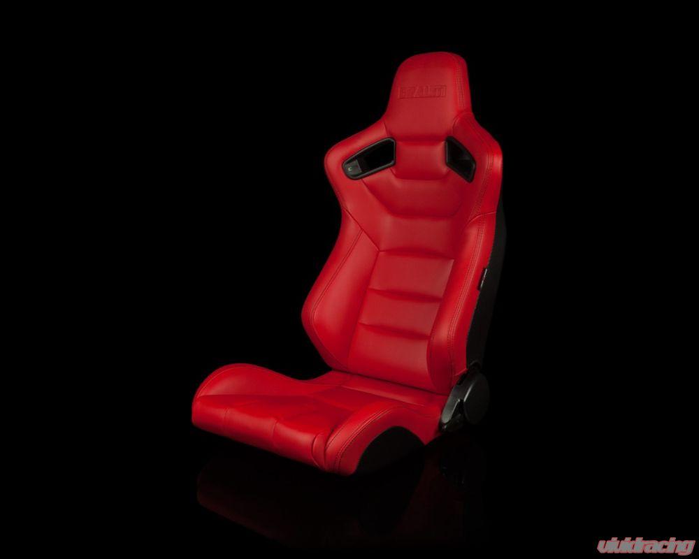 Braum Racing Elite Series Sport Seats - Red Leatherette (Black Stitching)