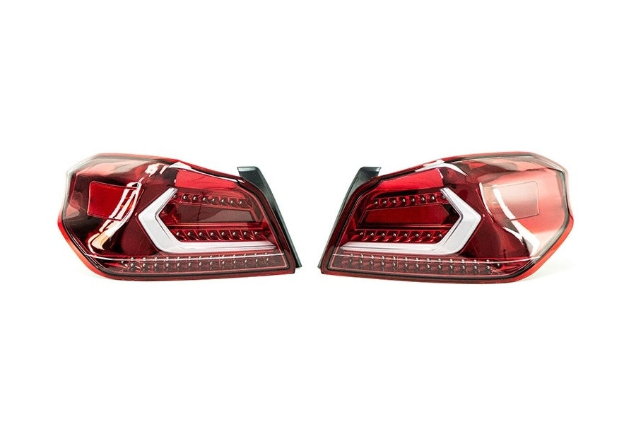 OLM Evolution Tail Lights - Subaru WRX / STI 2015-2021 (RED BASE, WHITE LED)