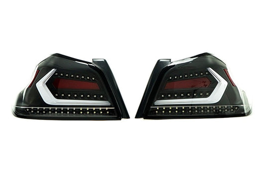 OLM Evolution Tail Lights (Clear Lens, Black Base, White Bar) - 15+ WRX / STI