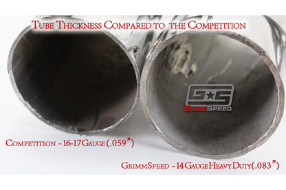 GrimmSpeed Up Pipe 3-Bolt Inlet Black Ceramic Coating Subaru 02-21 Turbo EJ Engines equipped w/3-Bolt Header - Graveyard Performance
