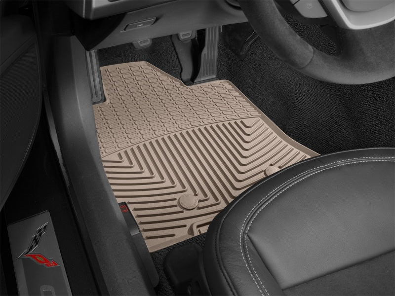 WeatherTech 2014+ Chevrolet Corvette Front Rubber Mats - Tan - Graveyard Performance