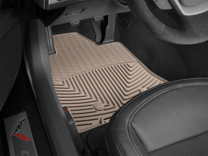 WeatherTech 2014+ Chevrolet Corvette Front Rubber Mats - Tan - Graveyard Performance
