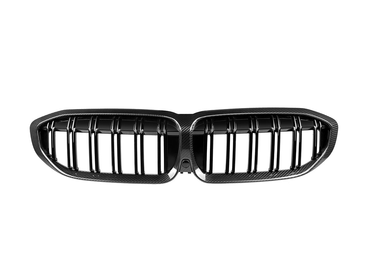 AutoTecknic Dry Carbon Fiber Dual-Slats Front Grilles - G20 3-Series Pre-LCI