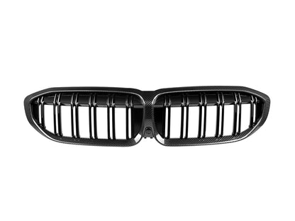 AutoTecknic Dry Carbon Fiber Dual-Slats Front Grilles - G20 3-Series Pre-LCI