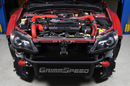GrimmSpeed Front Mount Intercooler Kit Black Coated Red Piping For Subaru 08-14 STI
