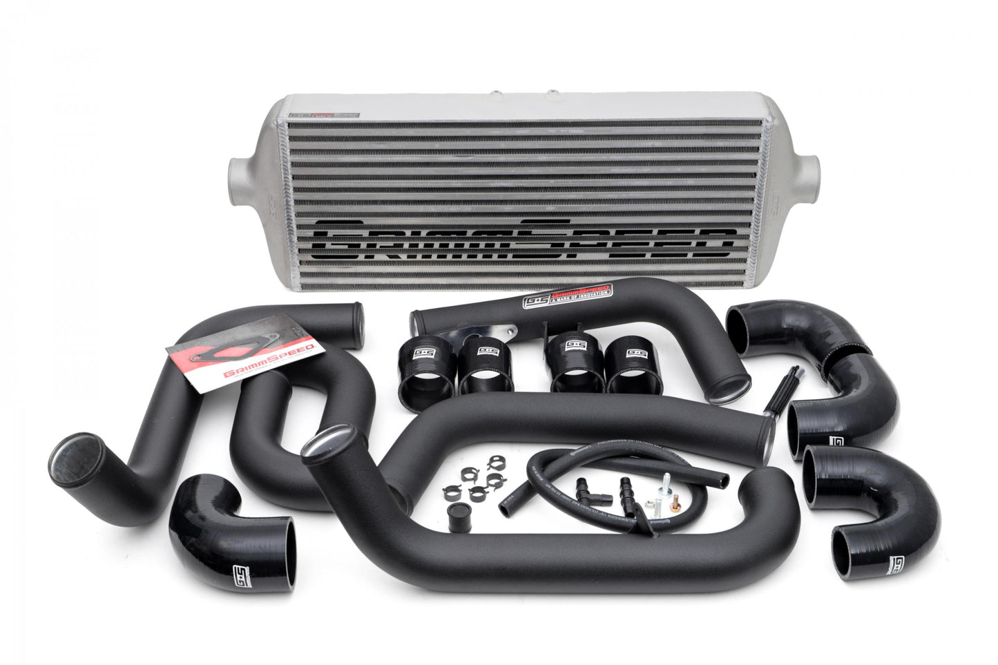 GrimmSpeed Front Mount Intercooler Kit Black Coated Red Piping For Subaru 08-14 STI