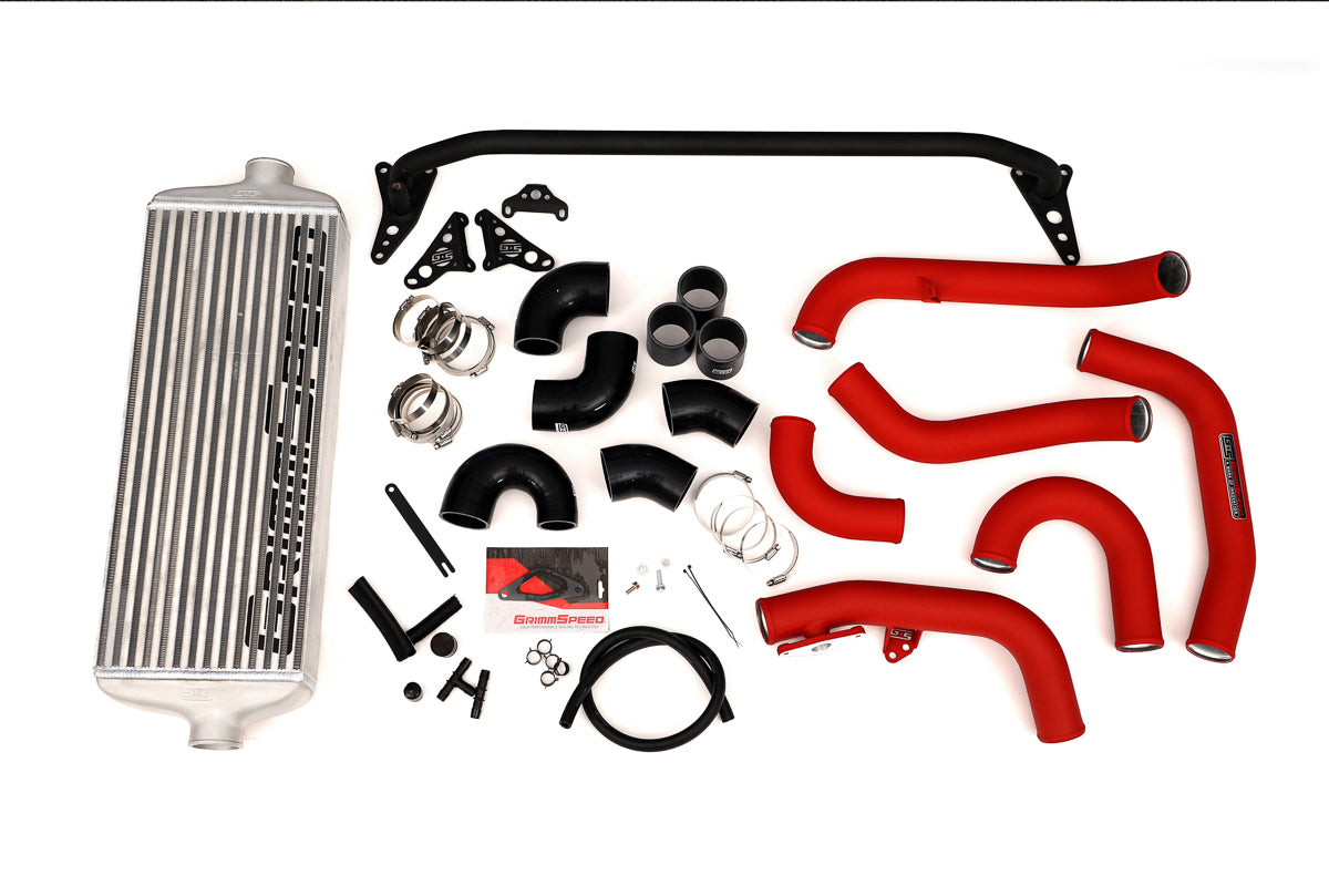 GrimmSpeed Front Mount Intercooler Kit Black Coated Black Piping For Subaru 15-21 STI