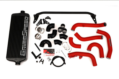 GrimmSpeed Front Mount Intercooler Kit Black Coated Red Piping For Subaru 15-21 STI