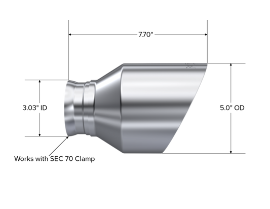 MBRP 15-23 Dodge Charger 5.7L/6.2L/6.4L T304 3in ID / 5in OD Out / 8in Length Angle Cut SS Tip - Graveyard Performance