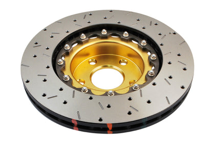 DBA 02-10 WRX / 13+ FR-S / 13+ BRZ Premium Front Drilled & Slotted 5000 Series Rotor w/ Gold Hat - Graveyard Performance