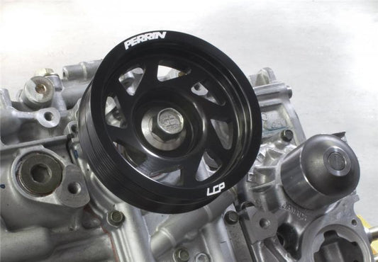 PERRIN 93-14 Subaru Impreza (Incl. 02-14 WRX) / 04-21 STI Lightened Crank Pulley - Black - Graveyard Performance