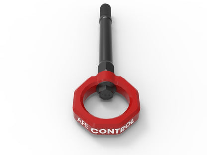 aFe CONTROL Front Tow Hook Red - Graveyard Performance