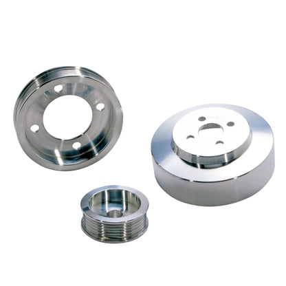 BBK 94-95 Mustang 5.0 Underdrive Pulley Kit - Lightweight CNC Billet Aluminum (3pc) - Graveyard Performance