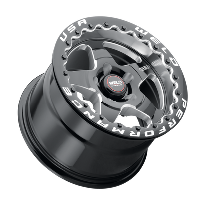 Weld S904 18x10 Ventura Drag Beadlock 5x114.3 ET29 6.64 BS 78.1 Dia Gloss Black Milled - Diamond Lip - Graveyard Performance