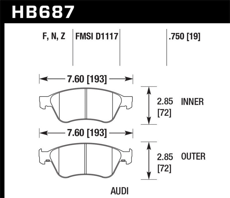 Hawk 04-10 Audi A8 Quattro / 07-11 S6 / 07-10 S8 /  04-06 VW Phaeton HPS Front Street Brake Pads - Graveyard Performance