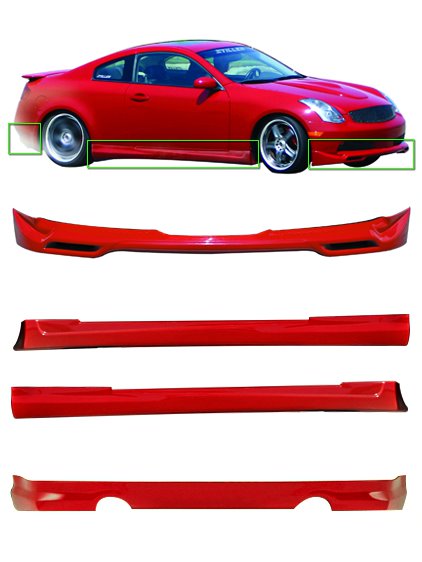 Stillen Infiniti G35 Coupe 4-Piece Body Kit Unpainted For 03-07 Infiniti G35 Coupe